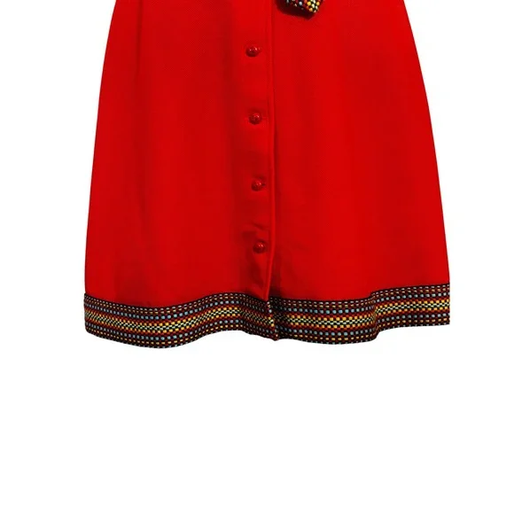 Vintage 60s Teena‎ Paige Red Dress Button Down Mini Shift Dress Short Sleeve - Picture 4 of 16